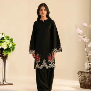 Black Embroidered Kurta with Shalwar
